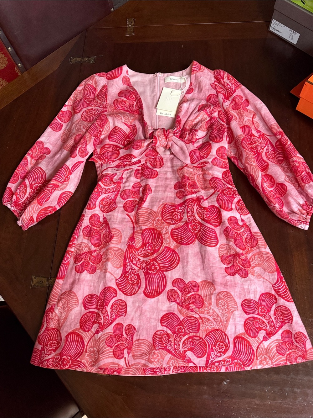 Girls Pink & Fuchsia Floral Tie-Front Dress